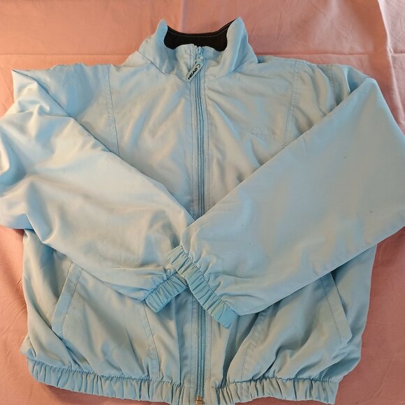 Head Women Medium Windbreaker Sports Jacket Full Zip Blue Cotton Lined 2 Pockets - Picture 1 of 5